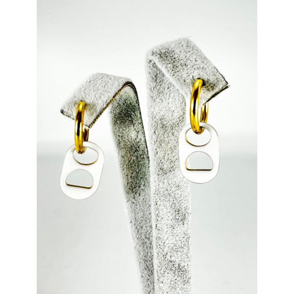 Gold Taşlı Beyaz Küpe